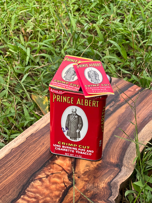 1960s Prince Albert Tobacco Tin with Rolling Papers